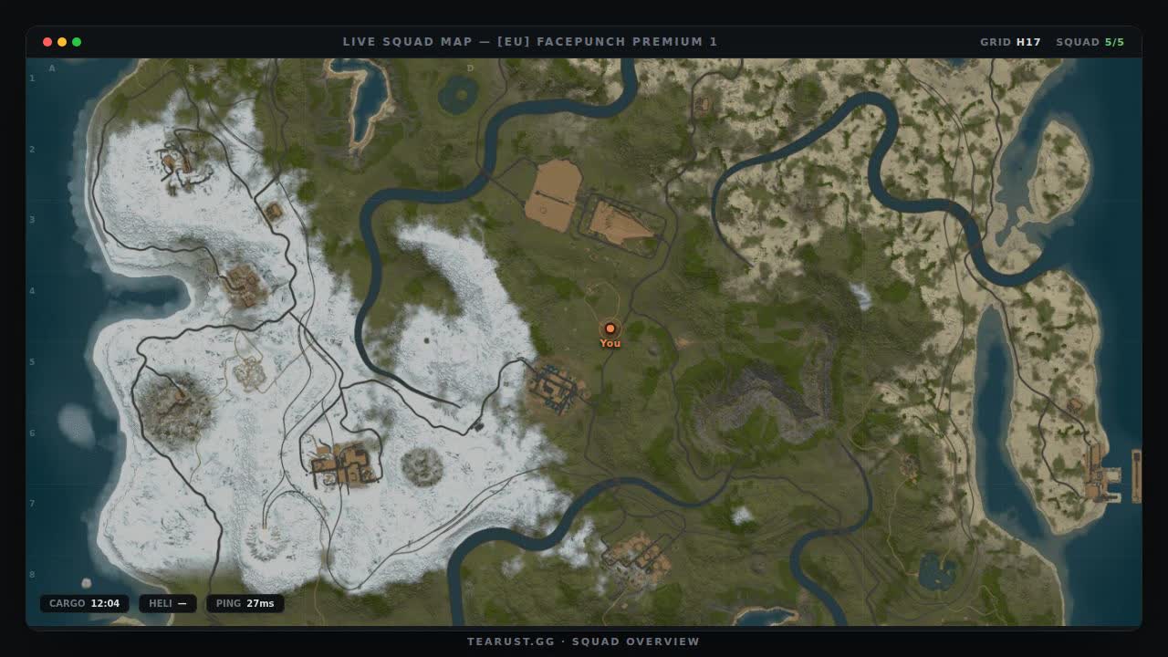 TEARust squad overview showing live player positions